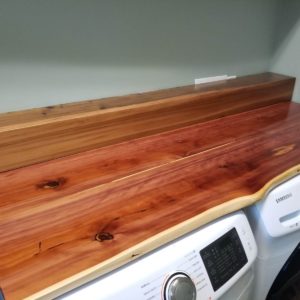 Red cedar laundry room table with live edge