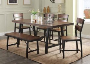 wooden industrial dining room table